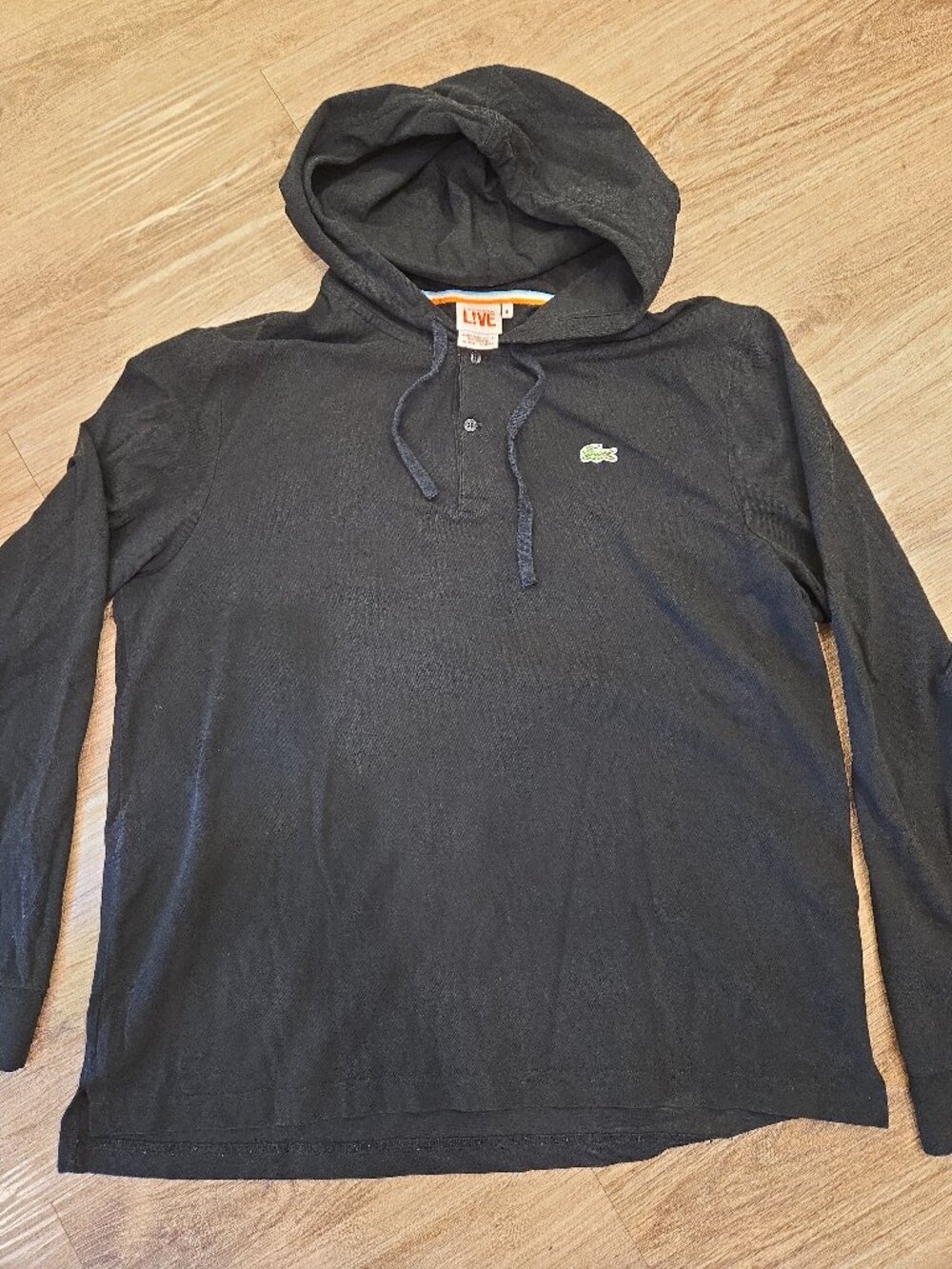 Lacoste Live Mens Black Cotton Long Sleeve Hooded T-Shirt